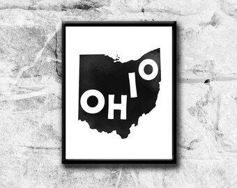 Ohio Map digital download, printable wall art, instant download, print wall art, 8x10, 11x14, 18x24, 22x28 more sizes, Ohio state poster,