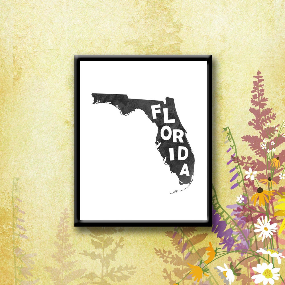 Printable Florida Map Digital Download, Wall Art, Instant Download ...