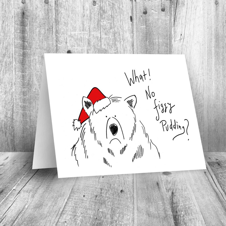 Printable Christmas Card, Funny Santa Claus Bear Cards, Digital ...