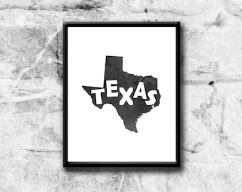 Texas Map printables, digital download, printable wall art, instant download, print wall art, 8x10, 11x14, 18x24, Texas typography art sign