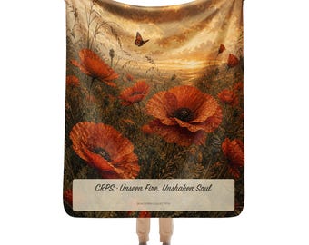 CRPS-Aufklärungsdecke, Unsichtbares Feuer, Mohnblumen-Überwurf für unerschütterliche Seelen, Geschenk für Menschen mit chronischen Schmerzen