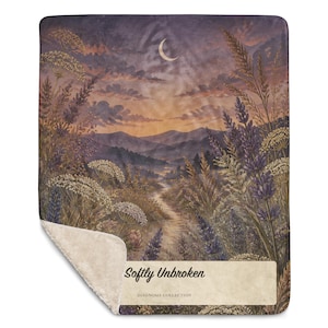 Fibromyalgia Blanket, Softly Unbroken Moonlit Botanical Throw, Chronic Illness Gift