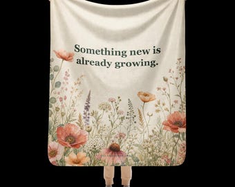 New Chapter Blanket, Empty Nester Gift for Women, 50×60 Floral Sherpa Throw