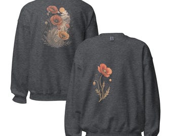 CRPS Awareness Sweatshirt, Unseen Fire Unshaken Soul Botanical Back Print, Chronic Pain Gift