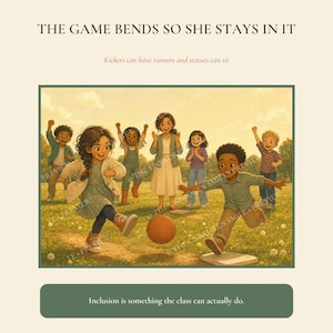 Wren joins a game with flexible rules that help her stay included.