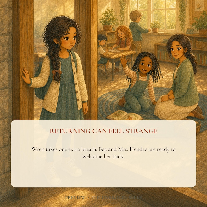 Wren returning to Room 3 and reconnecting with her friend Bea.
