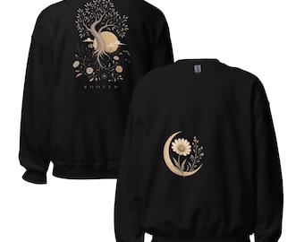 Rooted Botanical Sweatshirt, Quiet Strength Tree Back Print Crewneck, Resilience Gift for Women