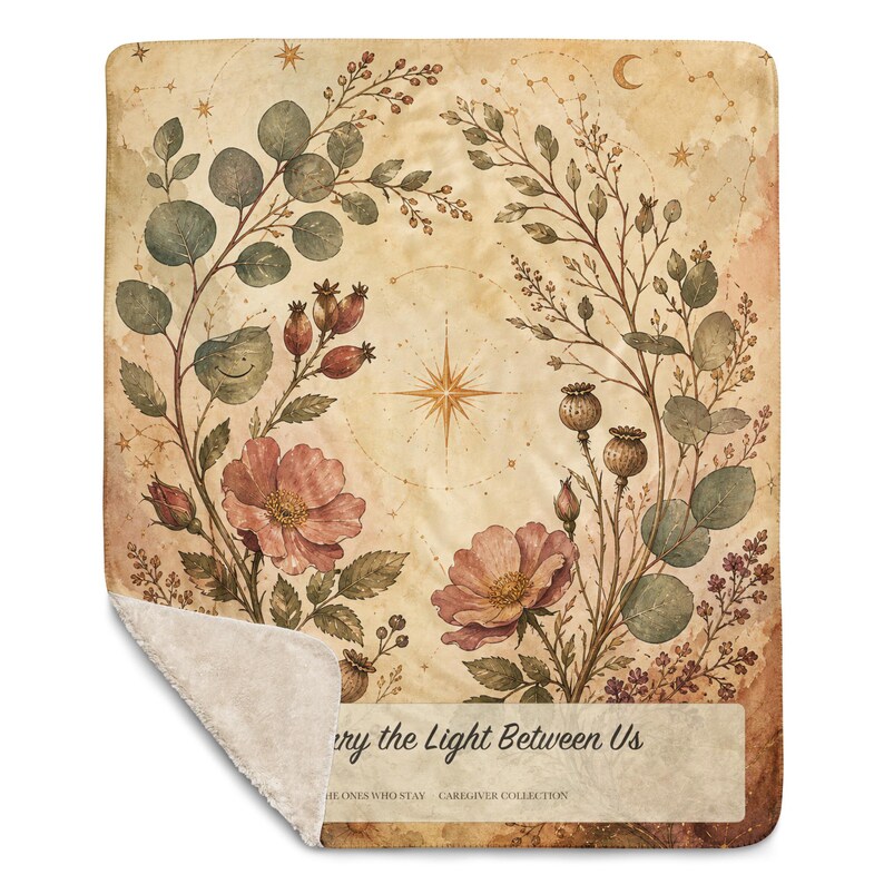 We Carry the Light Between Us Caregiver Blanket, Botanical Throw, Support Gift