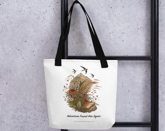 Adventure Found Her Again Tote Bag, Mountain Book Bag, Midlife Gift for Women