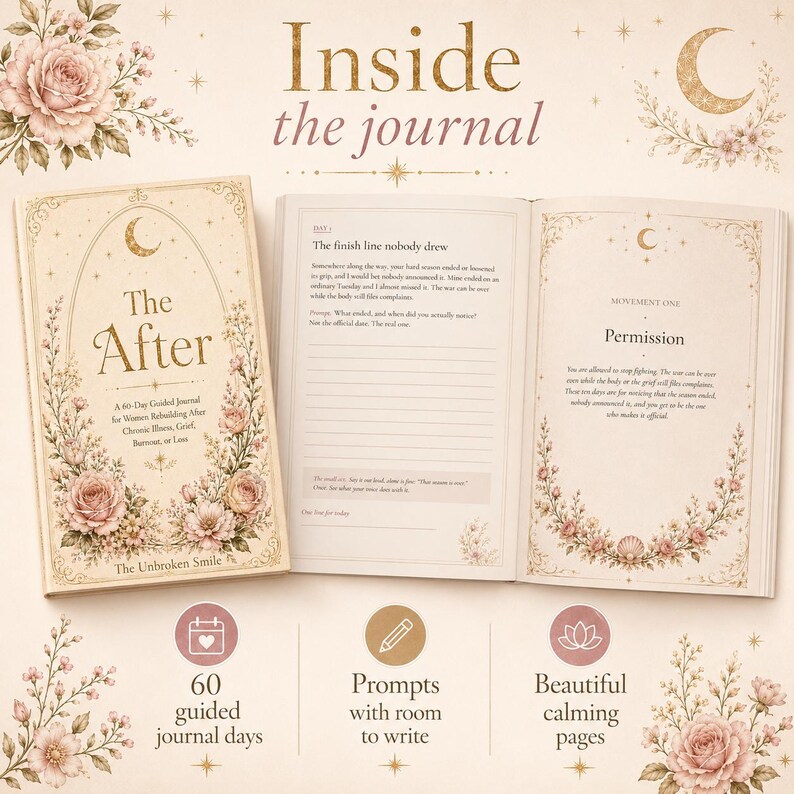 Journal numérique « Après », journal guidé de 60 jours au format PDF pour les femmes, journal de deuil à remplir, la vie après avoir été aidante, GoodNotes Kindle Scribe image 4