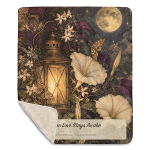 Some Love Stays Awake Caregiver Blanket, Moonlit Floral Throw, Comfort Gift for Her