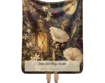 Some Love Stays Awake Caregiver Blanket, Moonlit Floral Throw, Comfort Gift for Her