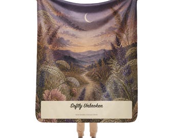 Fibromyalgia Blanket, Softly Unbroken Moonlit Botanical Throw, Chronic Illness Gift
