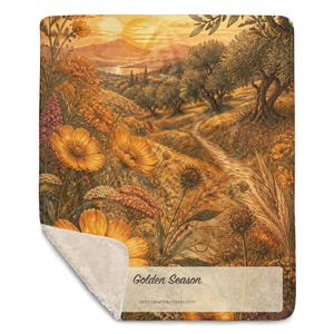 Golden Season Botanical Blanket, Midlife Gift for Women, New Chapter Throw image 7