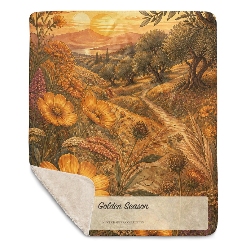 Golden Season Botanical Blanket, Midlife Gift for Women, New Chapter Throw image 7