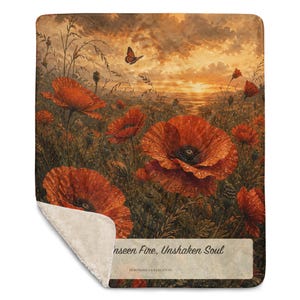 CRPS Awareness Blanket, Unseen Fire, Unshaken Soul Poppy Throw, Chronic Pain Gift