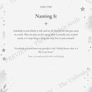 Part One opener titled Naming It, with gender-neutral tween design details, a sneaker illustration, and a pale preview watermark.