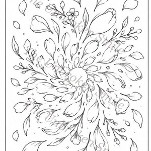 Peut inclure: Dessin au trait en noir et blanc d'un motif floral. L'image pr&eacute;sente une forme centrale en forme d'&eacute;clat de soleil entour&eacute;e de fleurs, de feuilles et de p&eacute;tales stylis&eacute;s. Les mots "The Unbroken Smile" sont imprim&eacute;s en cursive.