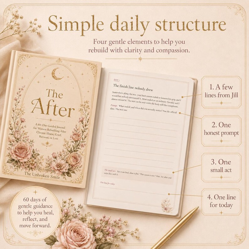 Journal numérique « Après », journal guidé de 60 jours au format PDF pour les femmes, journal de deuil à remplir, la vie après avoir été aidante, GoodNotes Kindle Scribe image 5