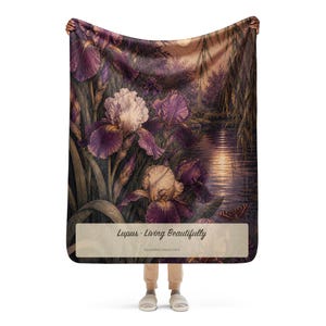 Lupus Awareness Blanket, Living Beautifully Moonlit Iris Throw, Autoimmune Gift