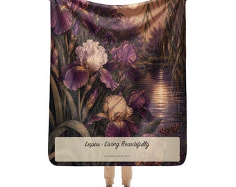 Lupus Awareness Blanket, Living Beautifully Moonlit Iris Throw, Autoimmune Gift