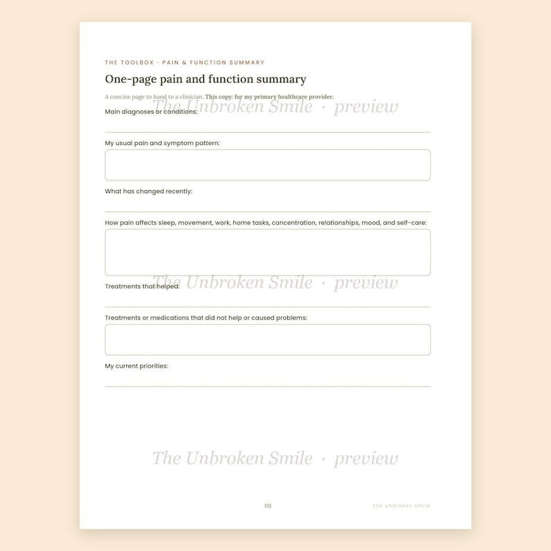 Chronic Pain Management Workbook, Symptom Tracker, Flare Kit (Fillable Digital Download) image 6