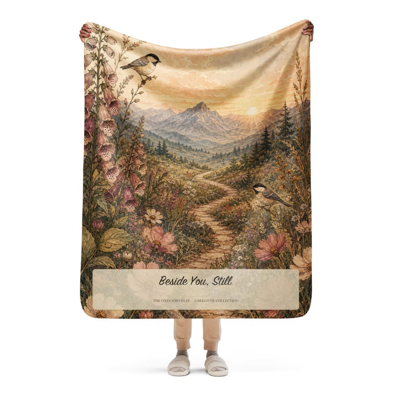Beside You, Still Caregiver Blanket, Botanical Sherpa Throw, Support Gift for Her