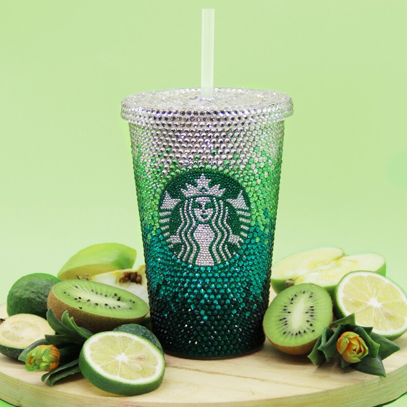 Green Ombre Starbucks Cup Starbucks Tumbler with Straw Etsy