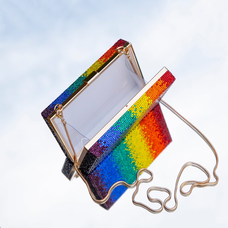 Crystal Rainbow Clutch Purse Multicolor Clutch Bag Etsy