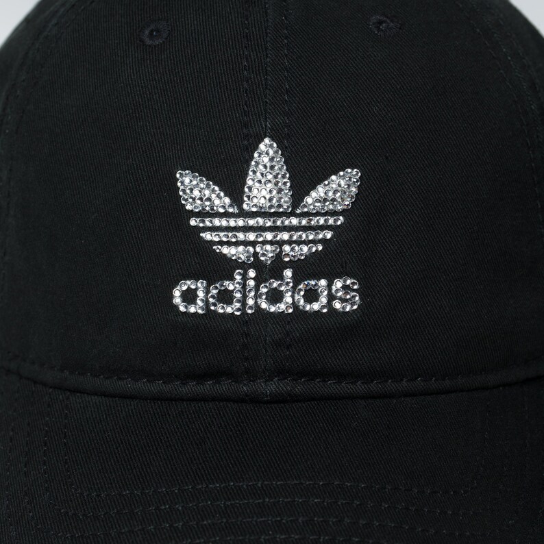 Black Adidas Baseball Cap Women Adidas Hat Bling Ball Cap Etsy