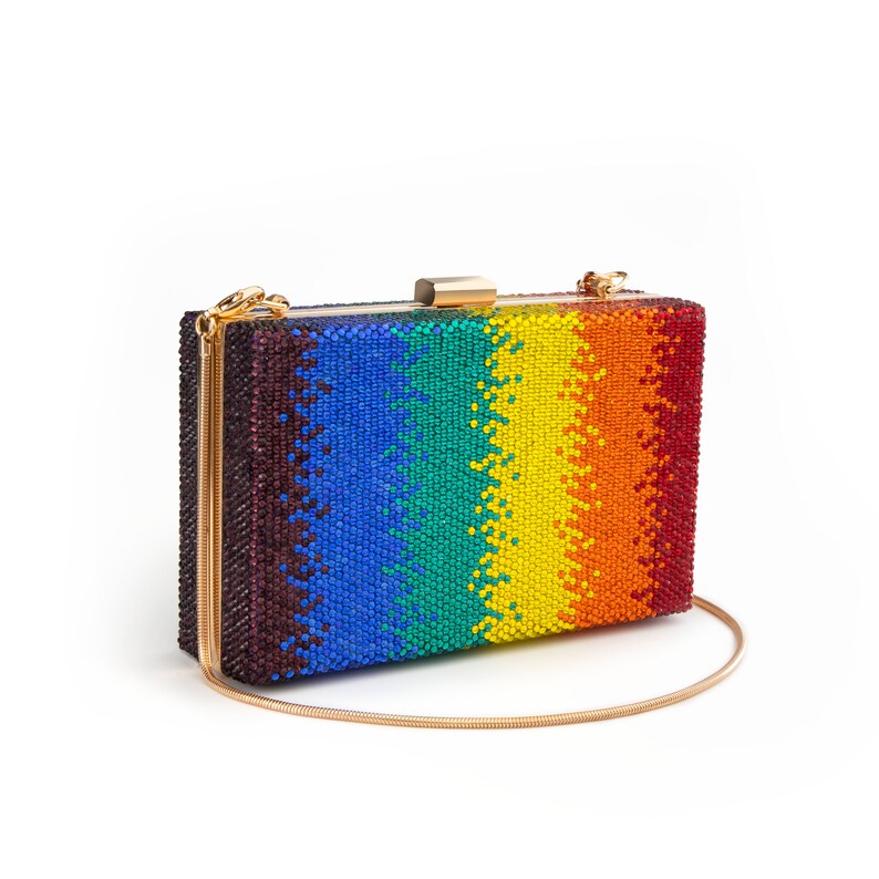 Crystal Rainbow Clutch Purse Multicolor Clutch Bag Etsy