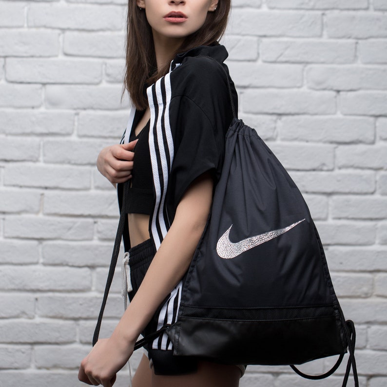 Bling Nike Drawstring Backpack Women Gym Bag Rucksack Etsy