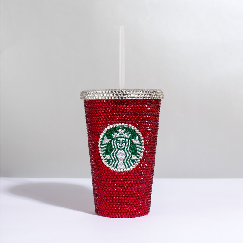 Starbucks Cup Starbucks Tumbler Red Swarovski Crystal and Etsy
