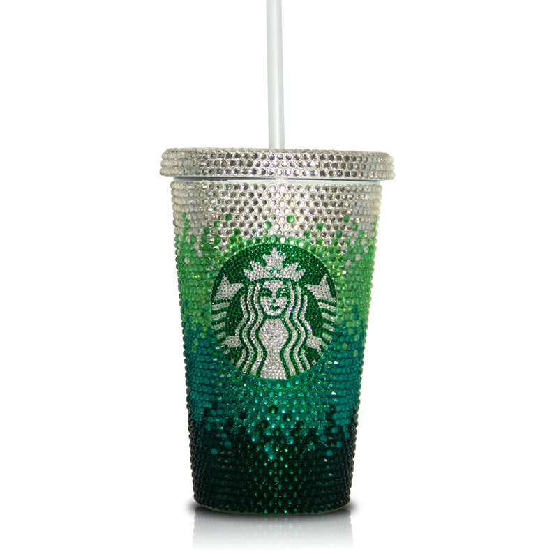 Green Ombre Starbucks Cup Starbucks Tumbler with Straw Etsy