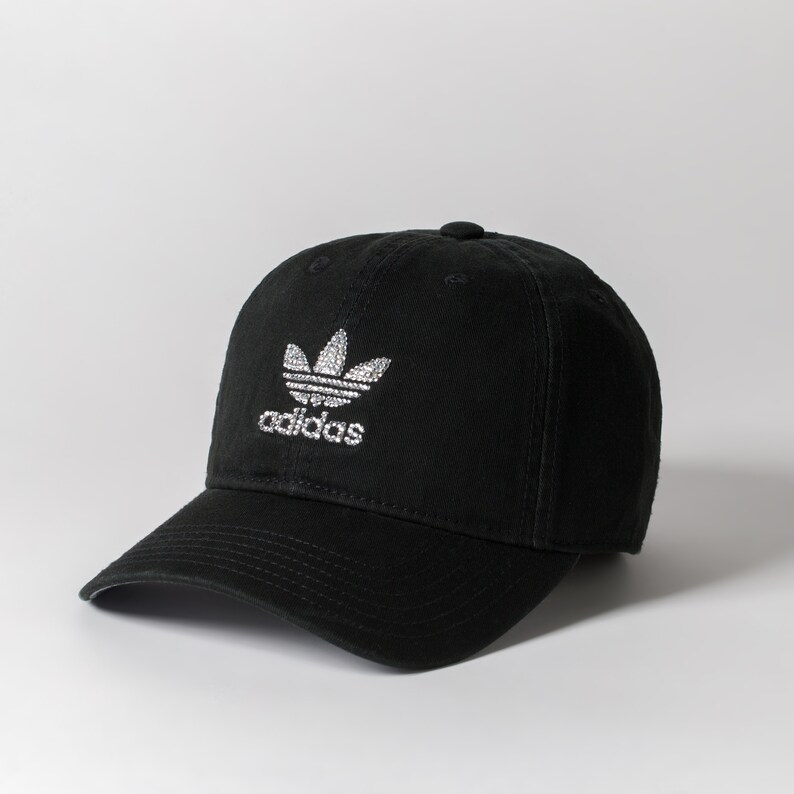 Black Adidas Baseball Cap Women Adidas Hat Bling Ball Cap Etsy