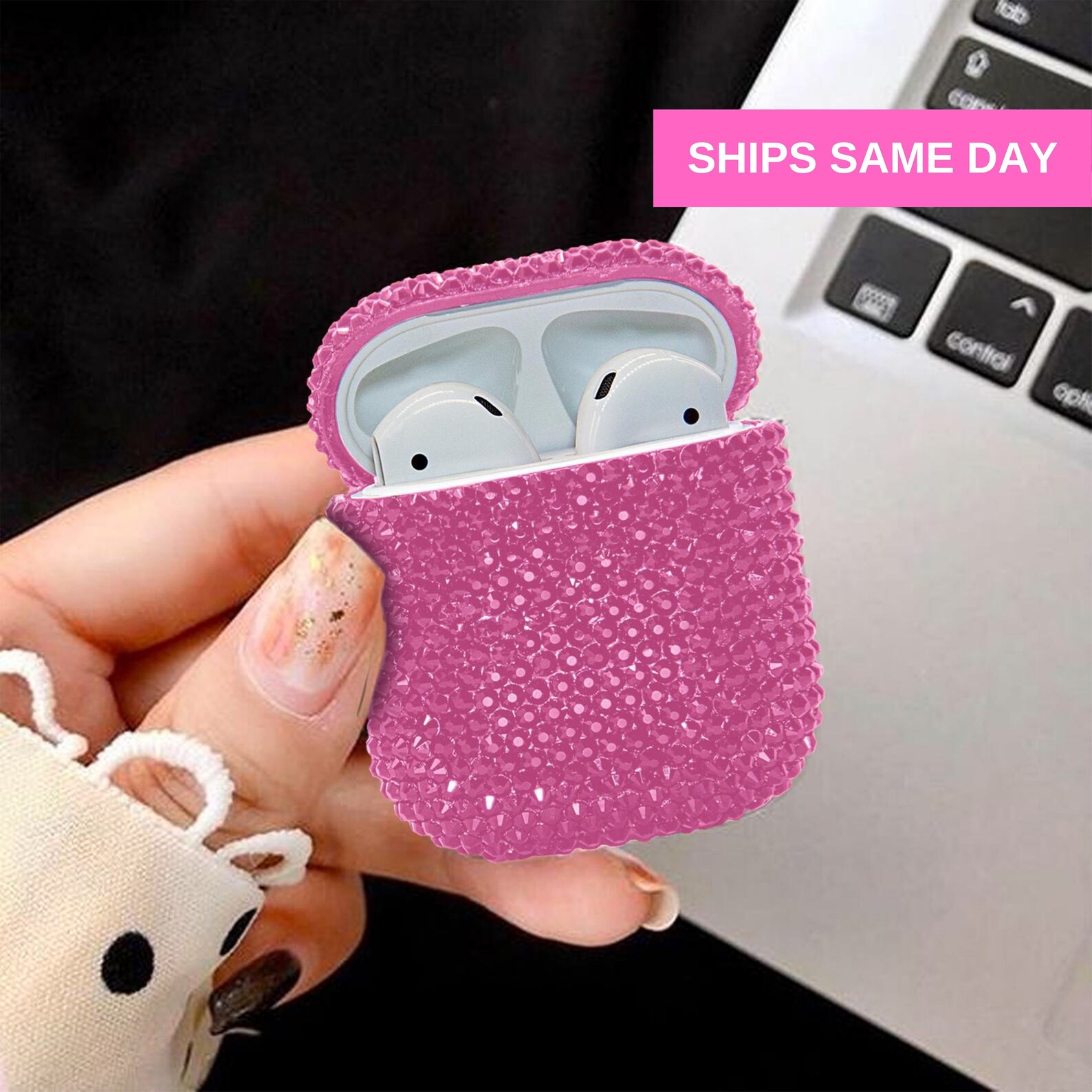 Light pink Bling AirPods Case Glitter AirPod Case Custom Etsy
