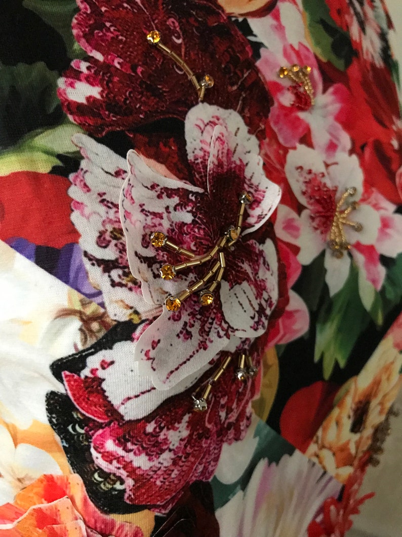 Floral T-Shirt with Hand Sewn Rhinestone image 2