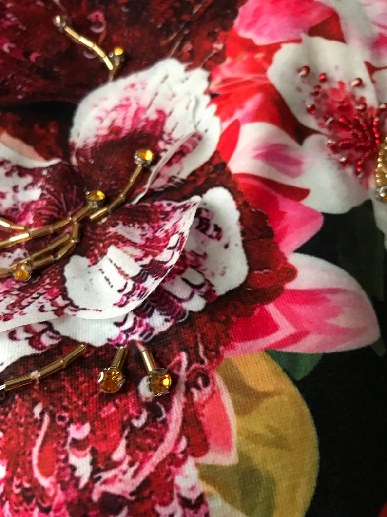 Floral T-Shirt with Hand Sewn Rhinestone image 5