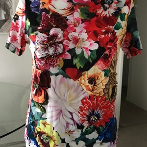 Floral T-Shirt with Hand Sewn Rhinestone image 1