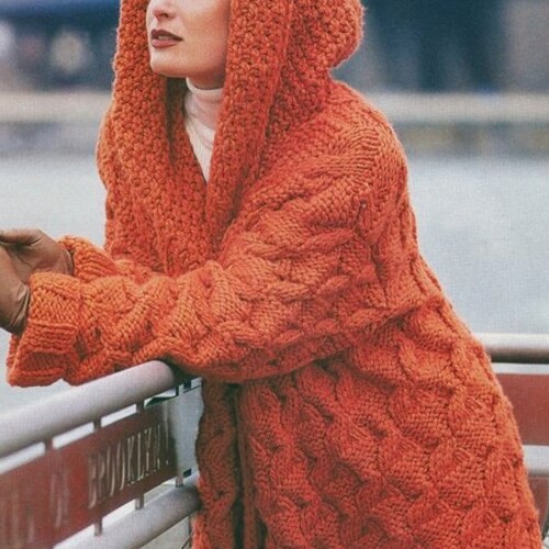 cable knit hooded sweater women's