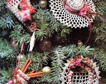 Vintage Crochet Pattern Lacy Christmas Village White Thread Crochet Town PDF Instant Digital Download Centerpiece or Mantel Decor