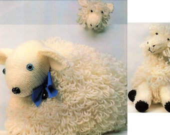 Vintage Knitting Pattern Knit Loopy Sheep and Loopy Lamb PDF Instant Digital Download Animal Amigurumi Ewe Lamb Stuffed Soft Toys 5 Ply