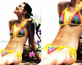 Vintage Crochet Pattern Rainbow String Bikini 2 Piece Pride Swimsuit Rainbowkini Instant Digital Download 39 70s Boho Hippie Chic Bathing Suit