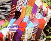 Vintage Knitting Pattern Crazy Quilt Afghan Knitted Patchwork Squares Blanket PDF Instant Digital Download Embroidery Work 4 Ply