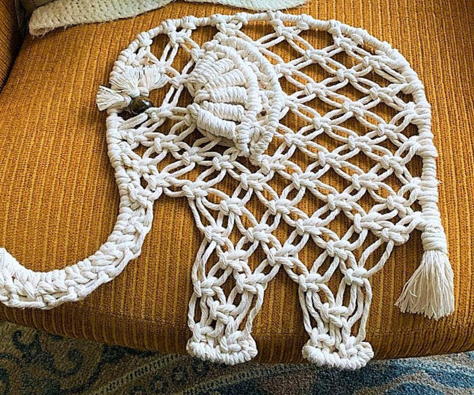 Vintage Macrame Pattern Elephants in Three Sizes 1970s Jungle Etsy