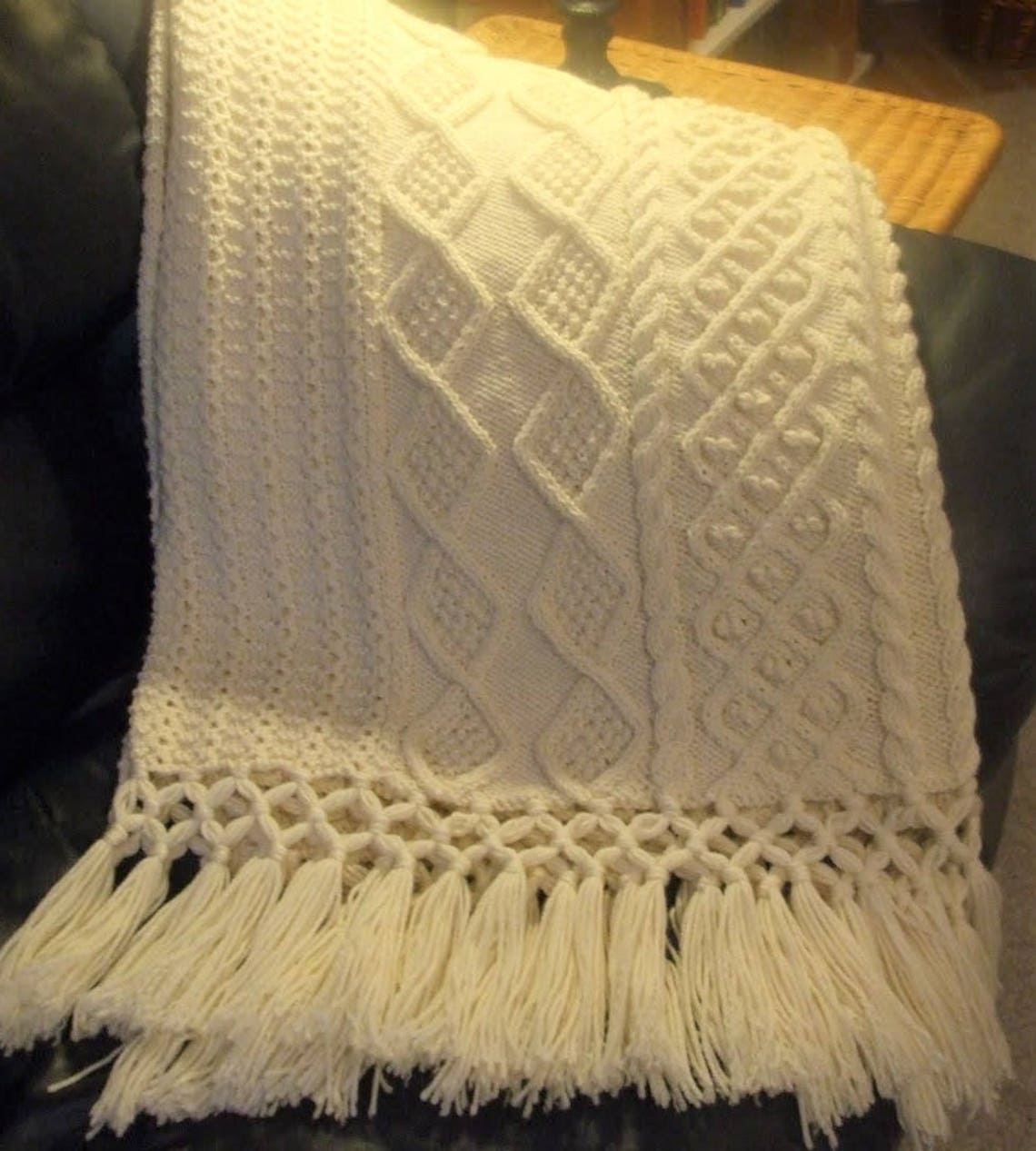 Vintage Knitting Pattern Classic Aran Fisherman Afghan PDF Etsy