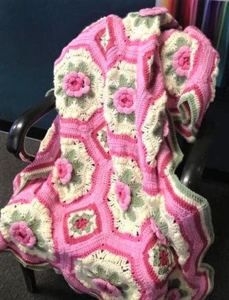 Vintage Crochet Pattern Octagon Granny Squares Bed of Roses Etsy