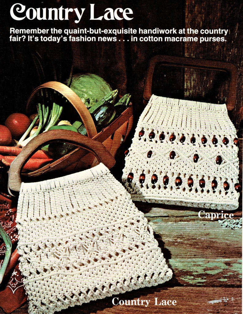 Vintage Macrame Patterns Fancy Knots Macrame with The Look of Lace Purses Handbags Plant Hangers PDF Instant Digital Download 14 Projects