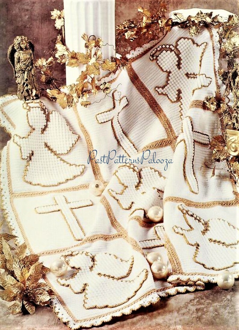 Vintage Crochet Pattern Angels Crosses Afghan PDF Instant Etsy
