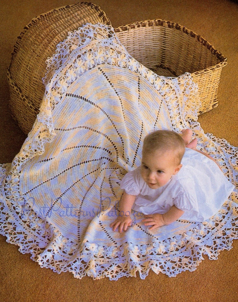Vintage Crochet Lacy Lace Circular Baby Blanket Pattern PDF Etsy